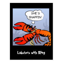 Lobsters with Bling Postcard