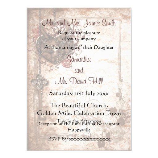 Lock and Key Wedding Invitation
