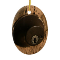 Locked Weathered Door Christmas Ornament