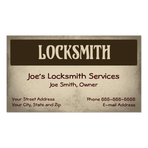 Locksmith Business Card (front side)