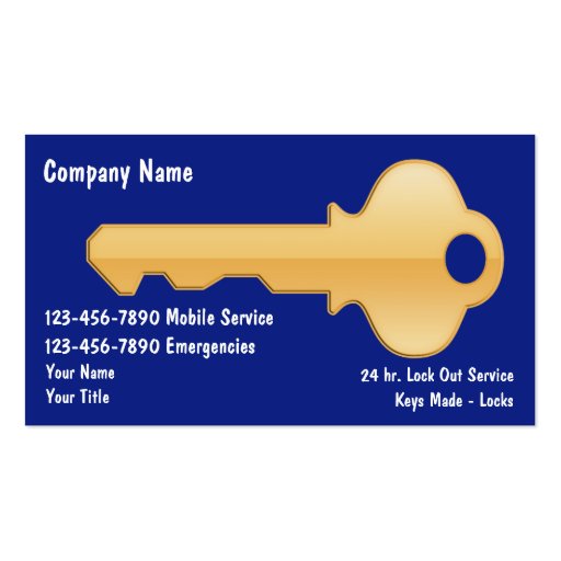 Locksmith Business Cards (front side)