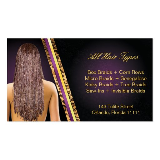 Loctician Hair Braider Salon Braids Business Cards (back side)