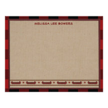 Lodge Style Personalized Flat Note Cards - Canoe