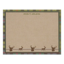 Lodge Style Personalized Flat Note Cards - Deer