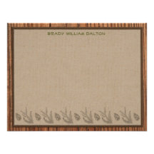 Lodge Style Personalized Flat Note Cards - Wood