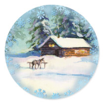 LOG CABIN & HORSE by SHARON SHARPE stickers by sharonsharpe LOG CABIN & HORSE by SHARON SHARPE stickers