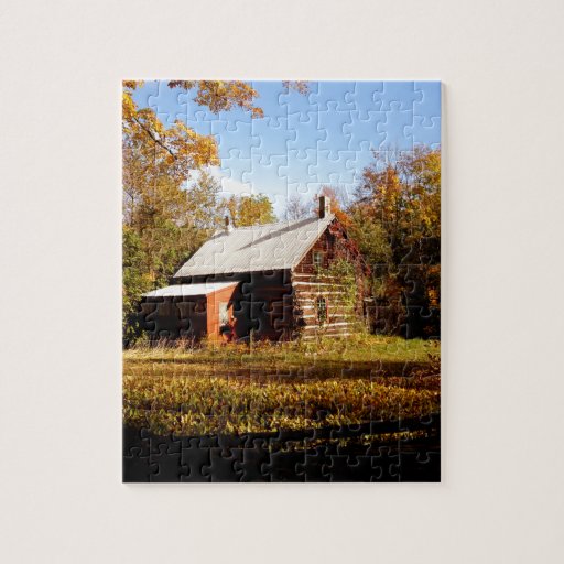 Log Cabin in the Woods Jigsaw Puzzle Zazzle