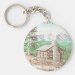 Log cabin in the Woods Keychains