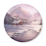 LOG CABIN & LAKE by SHARON SHARPE magnets