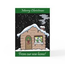 Log Cabin Merry Christmas New Home cards