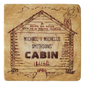 Log Cabin Personalized Faux Wood Trivets