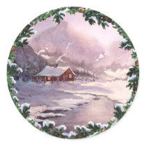 LOG CABIN & WREATH by SHARON SHARPE stickers by sharonsharpe LOG CABIN & WREATH by SHARON SHARPE stickers