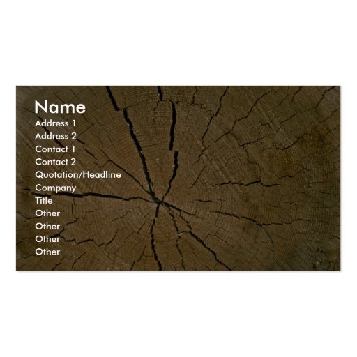 Log, cross-section business card template (front side)