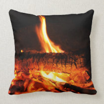 Log Fire Pillow