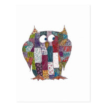 LogCabin Owl Post Card