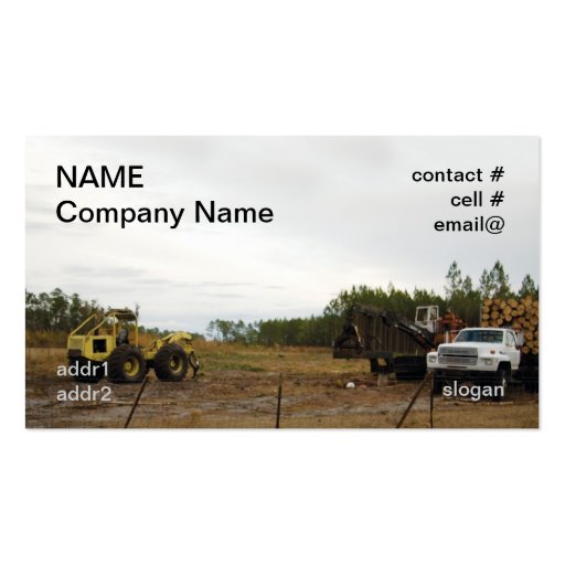 logging equipment on the deck business card templates (front side)