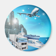 Logistics city concept refrigerator magnets