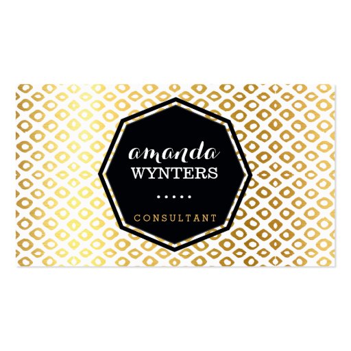 LOGO cool rustic pattern gold foil emblem octagon Business Cards (front side)