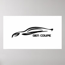 Logotipo de la silueta del negro del cupé de la gé posters