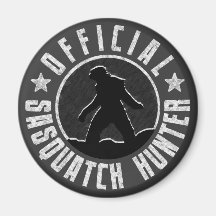Logotipo del círculo del CAZADOR de Sasquatch Imanes De Nevera