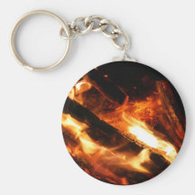 logs in flames photograph keychain