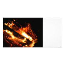 logs in flames photograph picture card