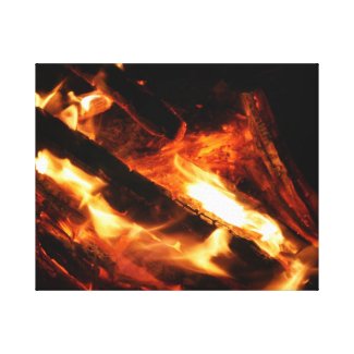 logs in flames photograph stretched canvas prints