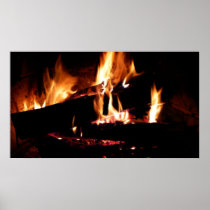 Logs in the Fireplace Print