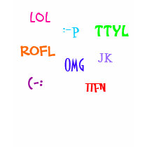 LOL, JK, TTYL, TTFN, ROFL, (-:, :-p, OMG t-shirts