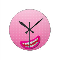 LOL laughing mouth with teeth cute! wall clocks