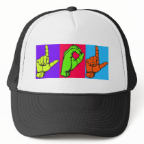 LOL Warhol ASL Sign Language Design #2 Trucker Hats