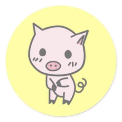 Lola The Pig Stickers 1&1/2in by spacerockcandy