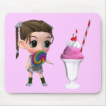Lollipop Girl Strawberry Ice cream Sundae Mouse Mat