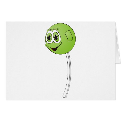 Lollipop Green Apple Cartoon Greeting Card