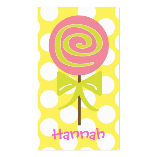 Lollipop Polka Dot Gift Calling Cards Business Card Template (front side)