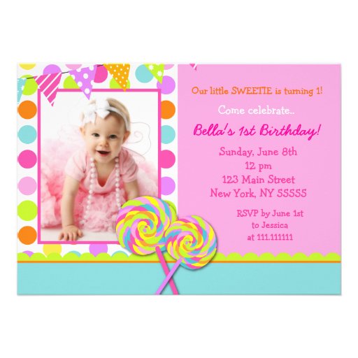 Lollipop Sweet Shoppe Birthday Party Invitation