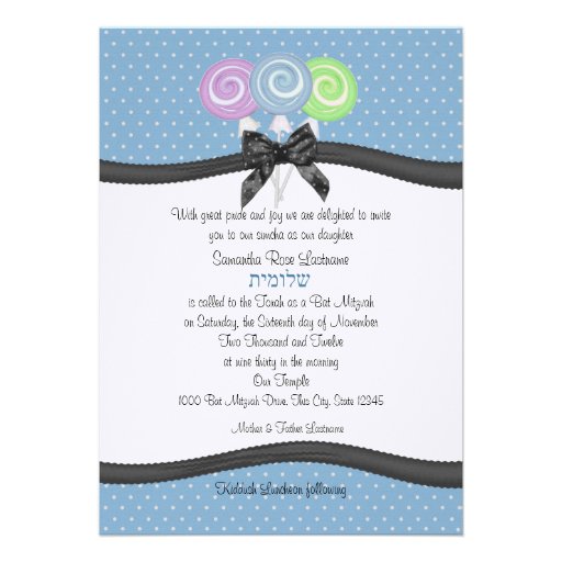 Lollipops and Polka Dots 5x7 Party Personalized Invite
