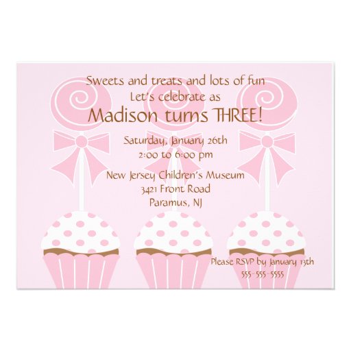 Lollipops & Cupcakes  Birthday Invitation