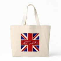 'London' ambigram on UK flag Tote Bag