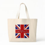 'London' ambigram on UK flag Tote Bag