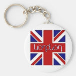 'London' ambigram on UK flag Keychain