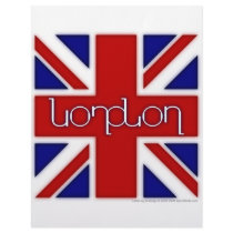 'London' ambigram on UK flag Letterhead Design