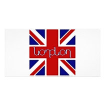 'London' ambigram on UK flag photo cards