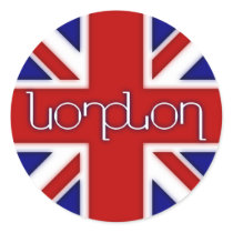 'London' ambigram on UK flag Sticker
