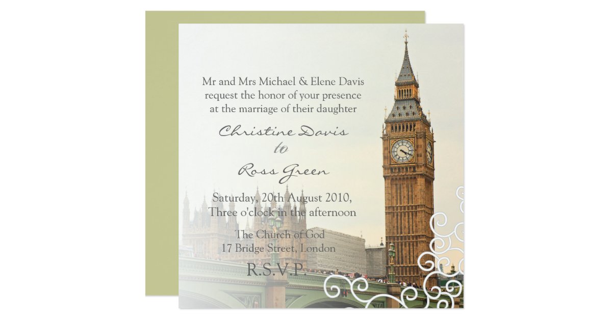 London Big Ben personalized wedding invitation Zazzle