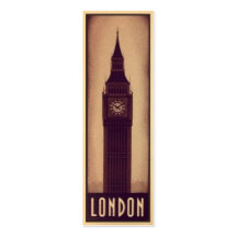 London Bookmark Card with Big Ben Silhouette Business Card Templates