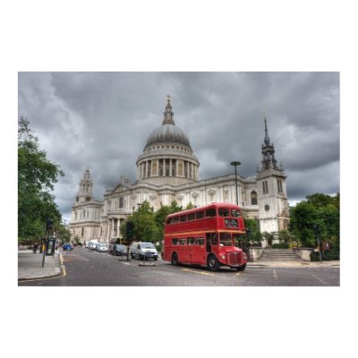London Bus and St Pauls Cathedral England Poster by holtphoto