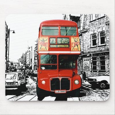Tapis de souris avec bus rouge de Londres