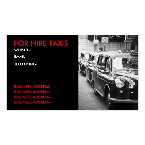 London cabbies business card templates (front side)