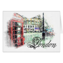 London Colored  Sketch Greeting Cards